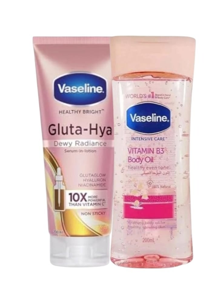 Vitamin B3 Body Oil Healthy Even Tone + Gluta-Hya Serum burst lotion smooth radiance, 200ml